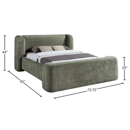 Modena Green Chenille Fabric Upholstered Full Bed