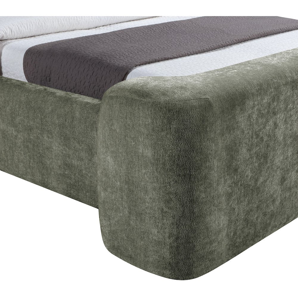 Modena Green Chenille Fabric Upholstered Full Bed