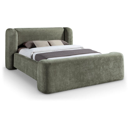 Modena Green Chenille Fabric Upholstered King Bed