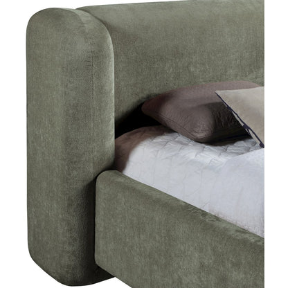 Modena Green Chenille Fabric Upholstered Queen Bed