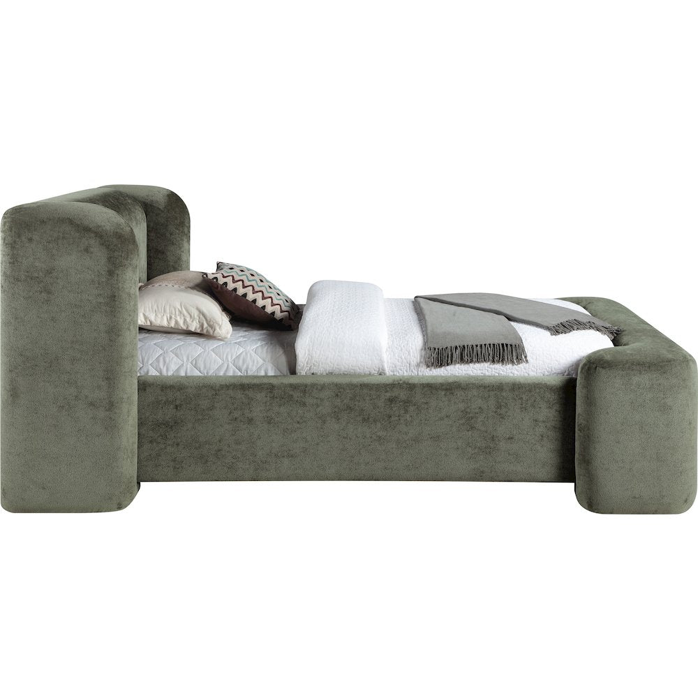 Modena Green Chenille Fabric Upholstered Twin Bed