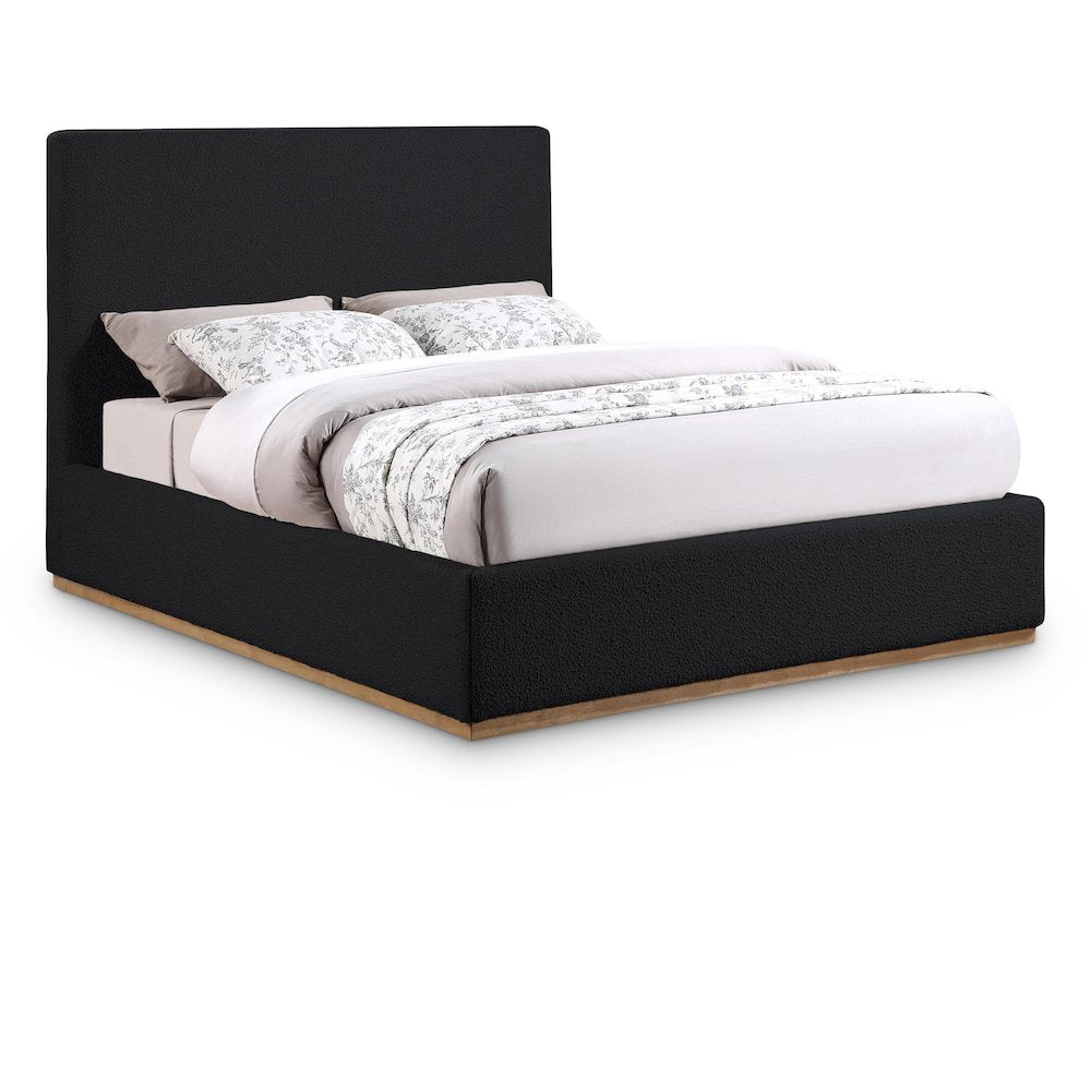 Monaco Black Boucle Fabric Full Bed