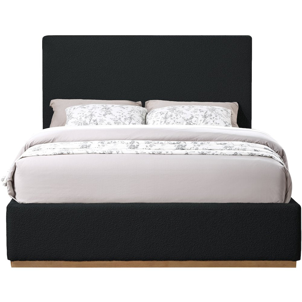 Monaco Black Boucle Fabric Full Bed