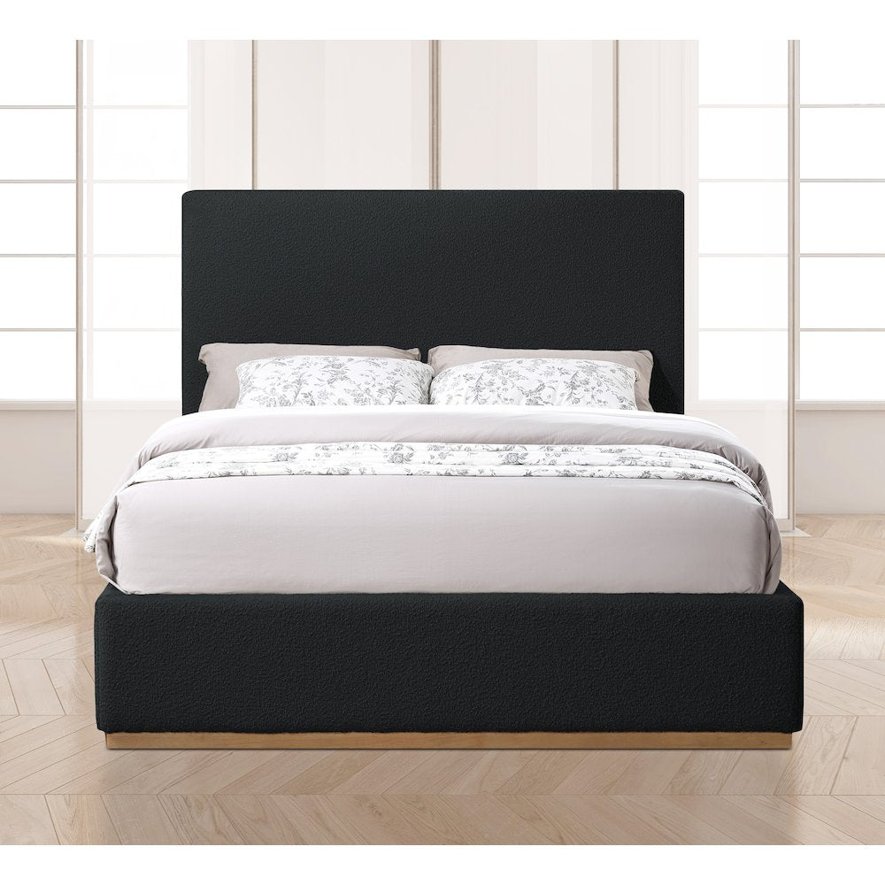 Monaco Black Boucle Fabric Queen Bed