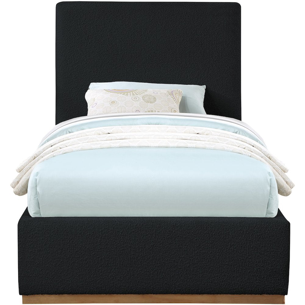 Monaco Black Boucle Fabric Twin Bed