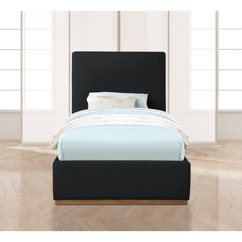 Monaco Black Boucle Fabric Twin Bed