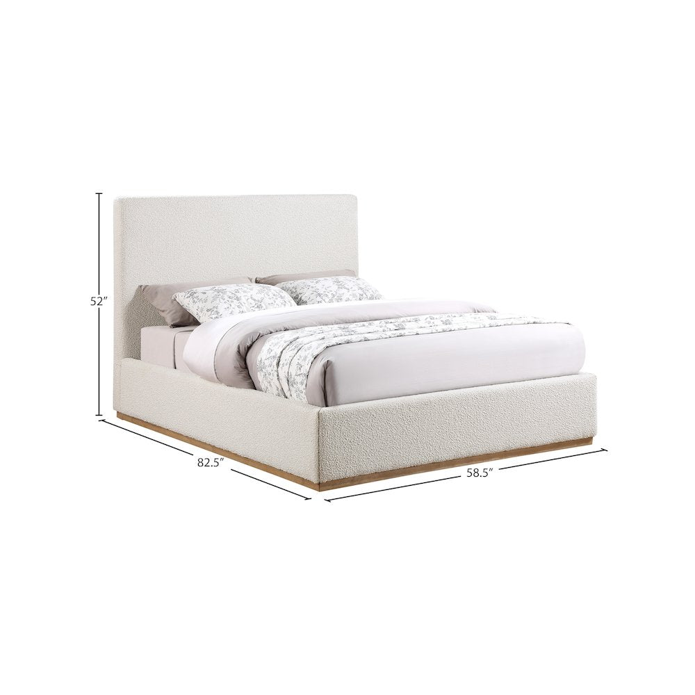 Monaco Cream Boucle Fabric Full Bed