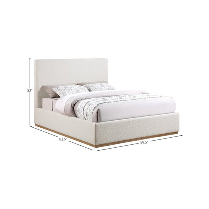 Monaco Cream Boucle Fabric Full Bed