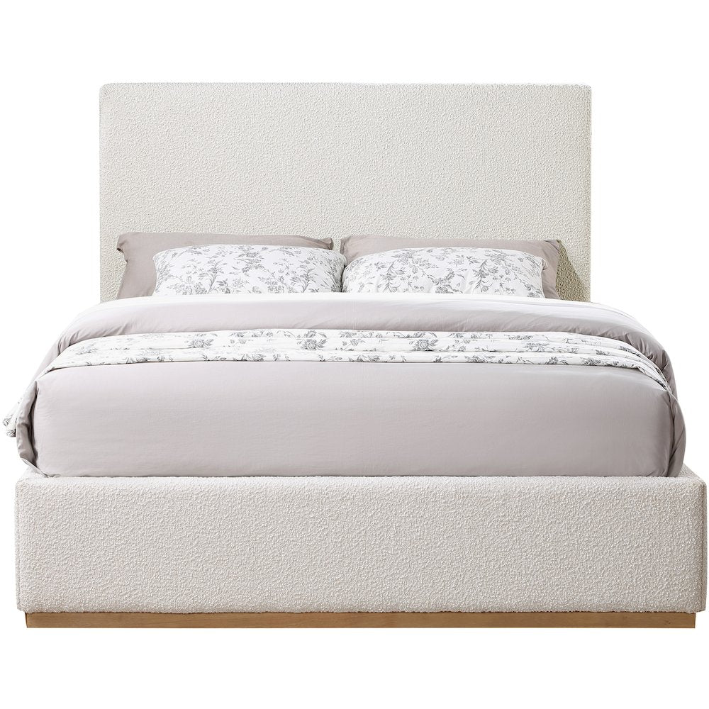 Monaco Cream Boucle Fabric Full Bed