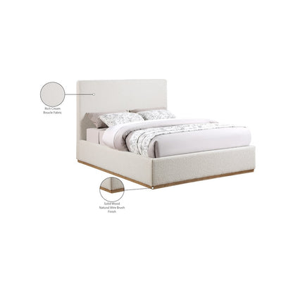 Monaco Cream Boucle Fabric King Bed