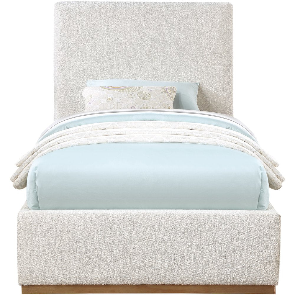 Monaco Cream Boucle Fabric Twin Bed