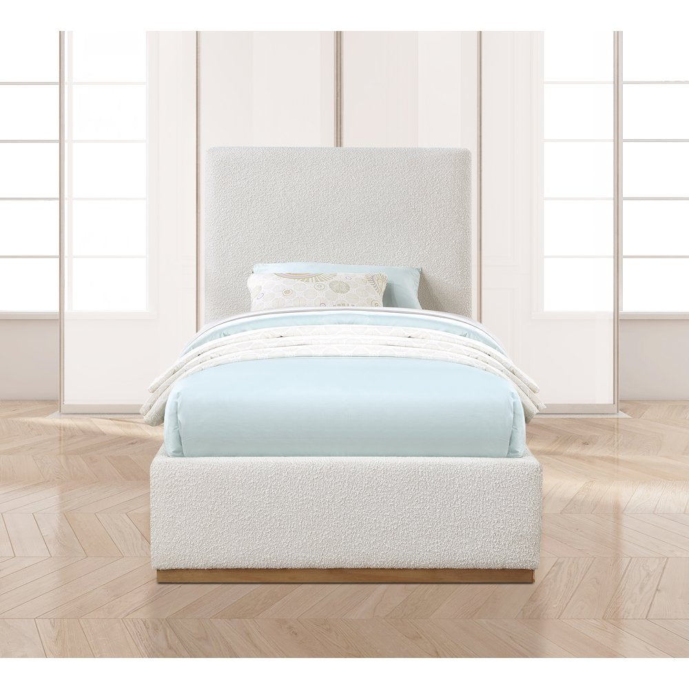 Monaco Cream Boucle Fabric Twin Bed