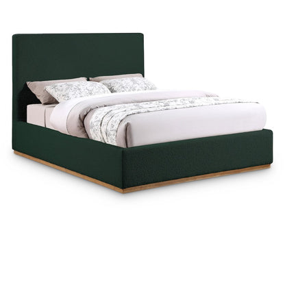 Monaco Green Boucle Fabric Full Bed