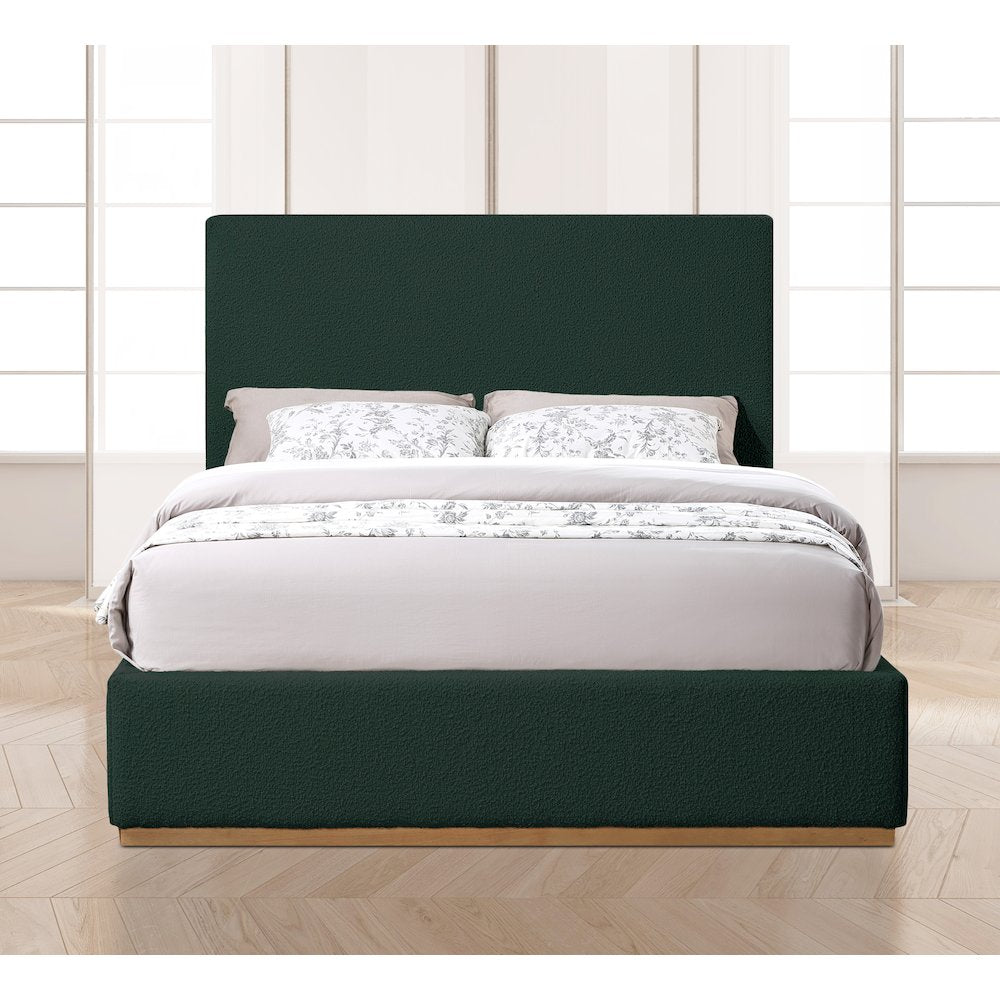 Monaco Green Boucle Fabric Full Bed