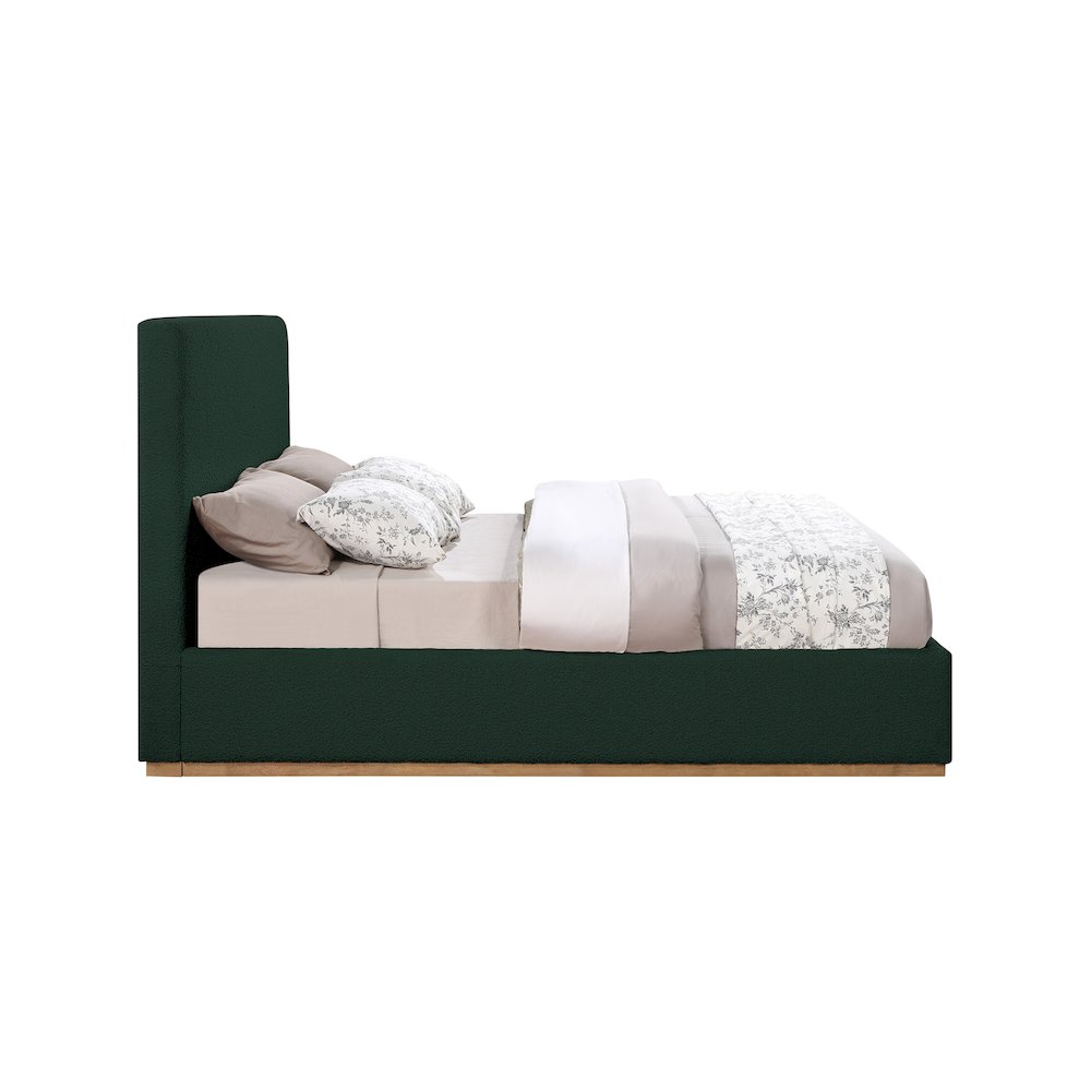 Monaco Green Boucle Fabric Full Bed
