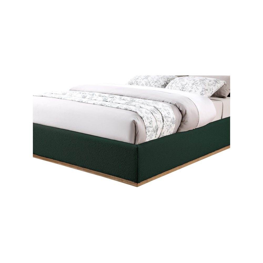Monaco Green Boucle Fabric Full Bed