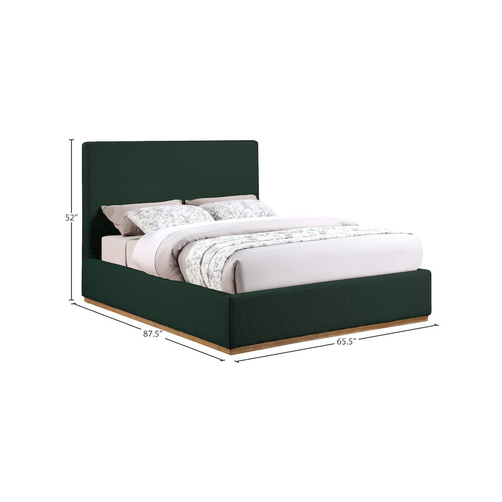 Monaco Green Boucle Fabric Queen Bed