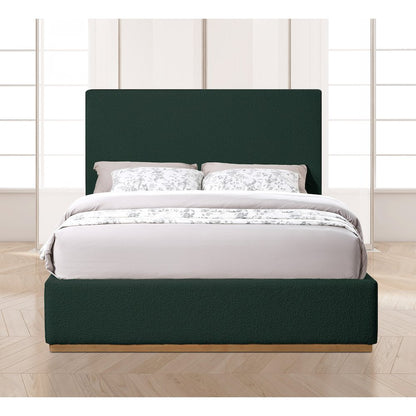 Monaco Green Boucle Fabric Queen Bed