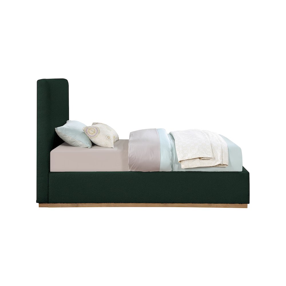 Monaco Green Boucle Fabric Twin Bed