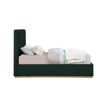 Monaco Green Boucle Fabric Twin Bed