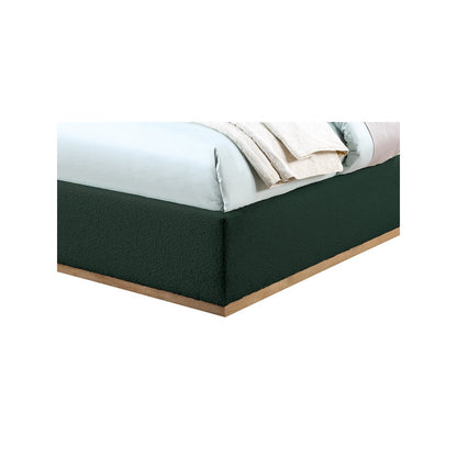 Monaco Green Boucle Fabric Twin Bed