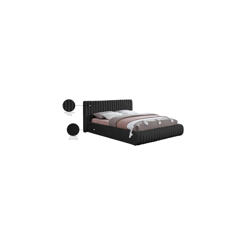 Nash Black Boucle Fabric Full Bed