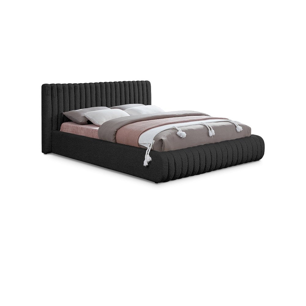 Nash Black Boucle Fabric Full Bed