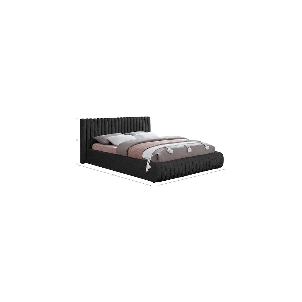 Nash Black Boucle Fabric Queen Bed