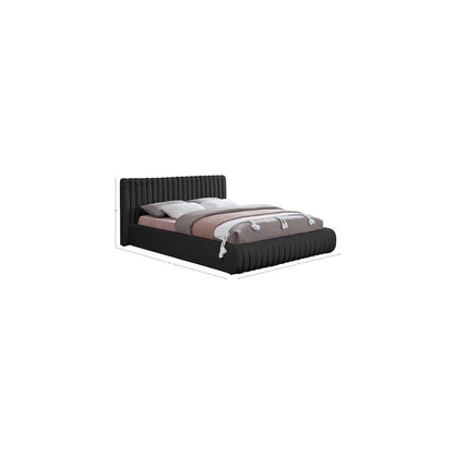 Nash Black Boucle Fabric Queen Bed