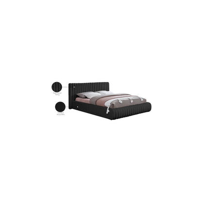 Nash Black Boucle Fabric Queen Bed