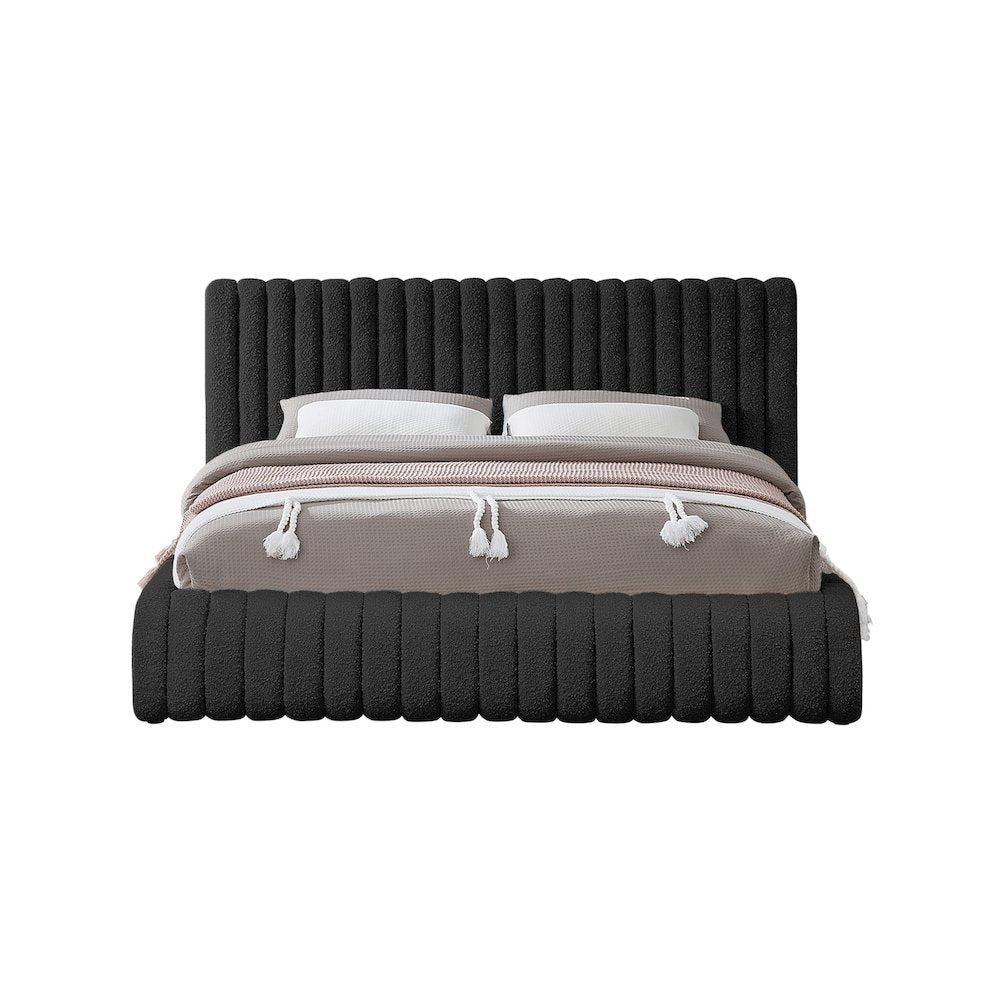 Nash Black Boucle Fabric Queen Bed