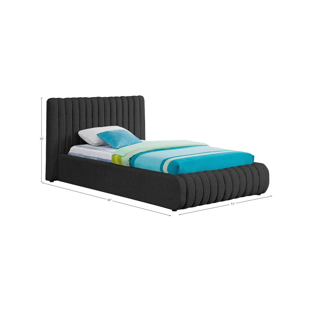 Nash Black Boucle Fabric Twin Bed