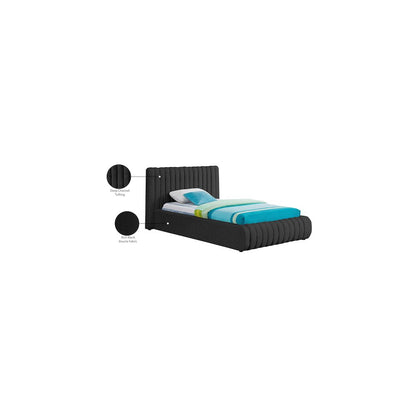 Nash Black Boucle Fabric Twin Bed