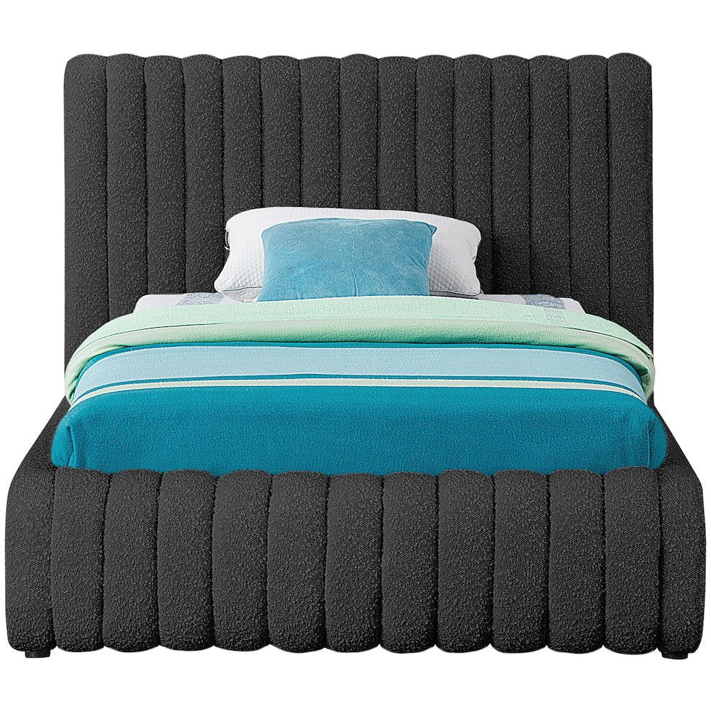 Nash Black Boucle Fabric Twin Bed