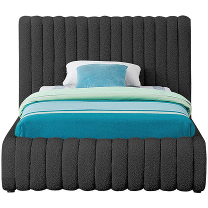 Nash Black Boucle Fabric Twin Bed