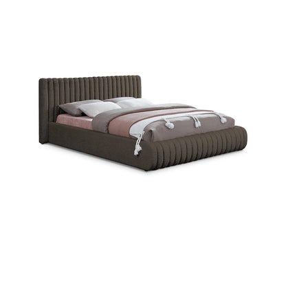 Nash Brown Boucle Fabric King Bed