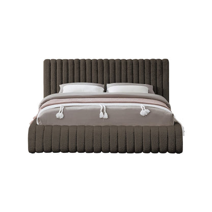 Nash Brown Boucle Fabric Queen Bed