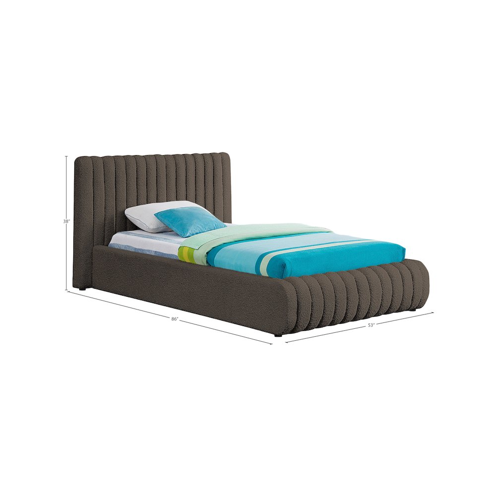 Nash Brown Boucle Fabric Twin Bed