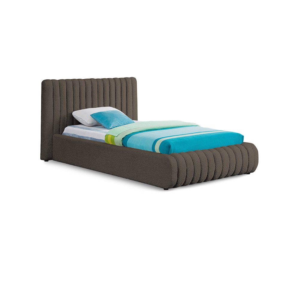Nash Brown Boucle Fabric Twin Bed