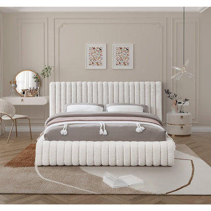 Nash Cream Boucle Fabric Full Bed