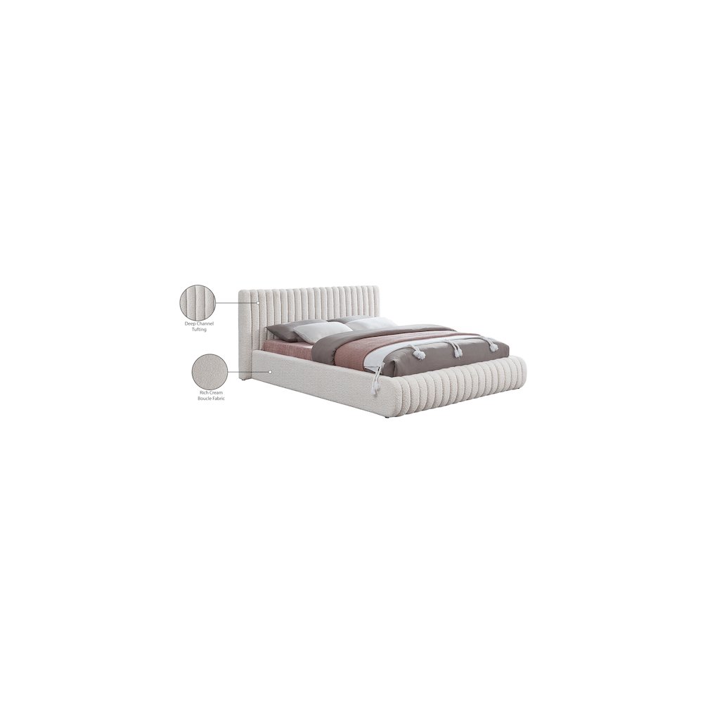Nash Cream Boucle Fabric King Bed