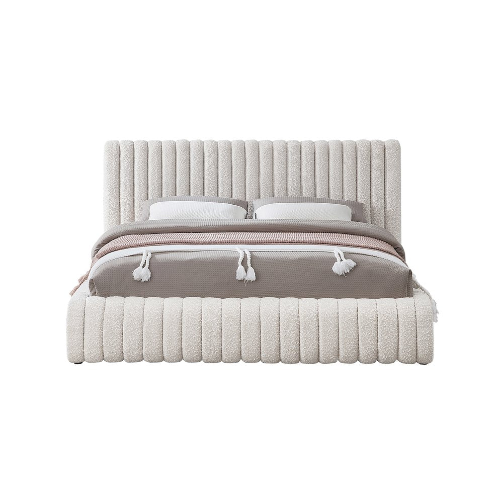 Nash Cream Boucle Fabric King Bed