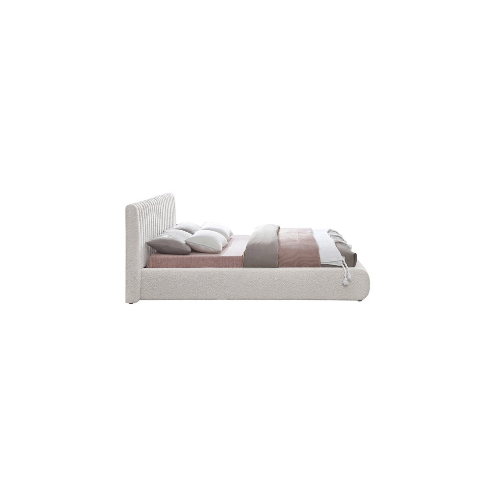Nash Cream Boucle Fabric Queen Bed