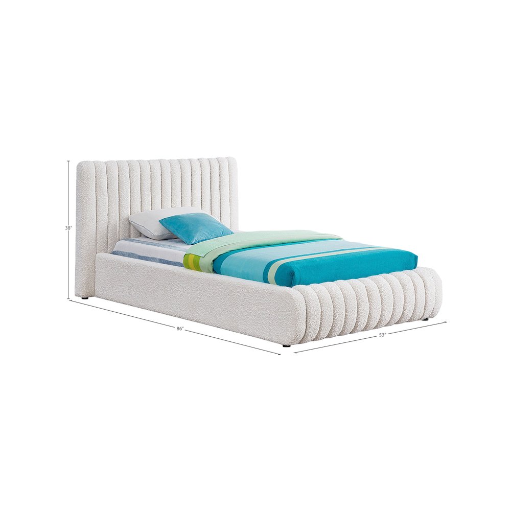Nash Cream Boucle Fabric Twin Bed
