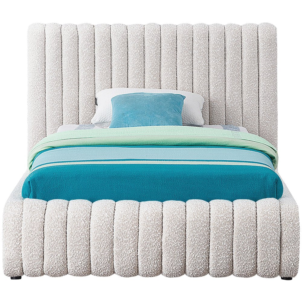 Nash Cream Boucle Fabric Twin Bed