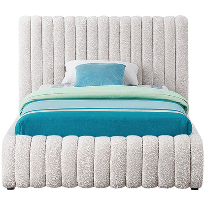 Nash Cream Boucle Fabric Twin Bed