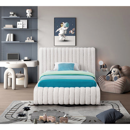 Nash Cream Boucle Fabric Twin Bed