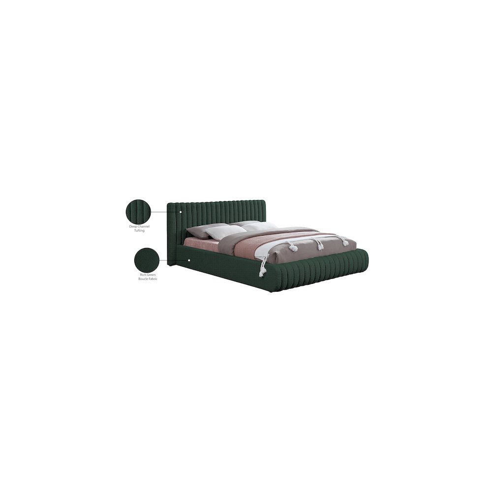 Nash Green Boucle Fabric King Bed
