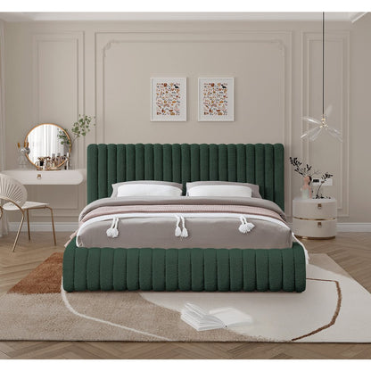 Nash Green Boucle Fabric King Bed