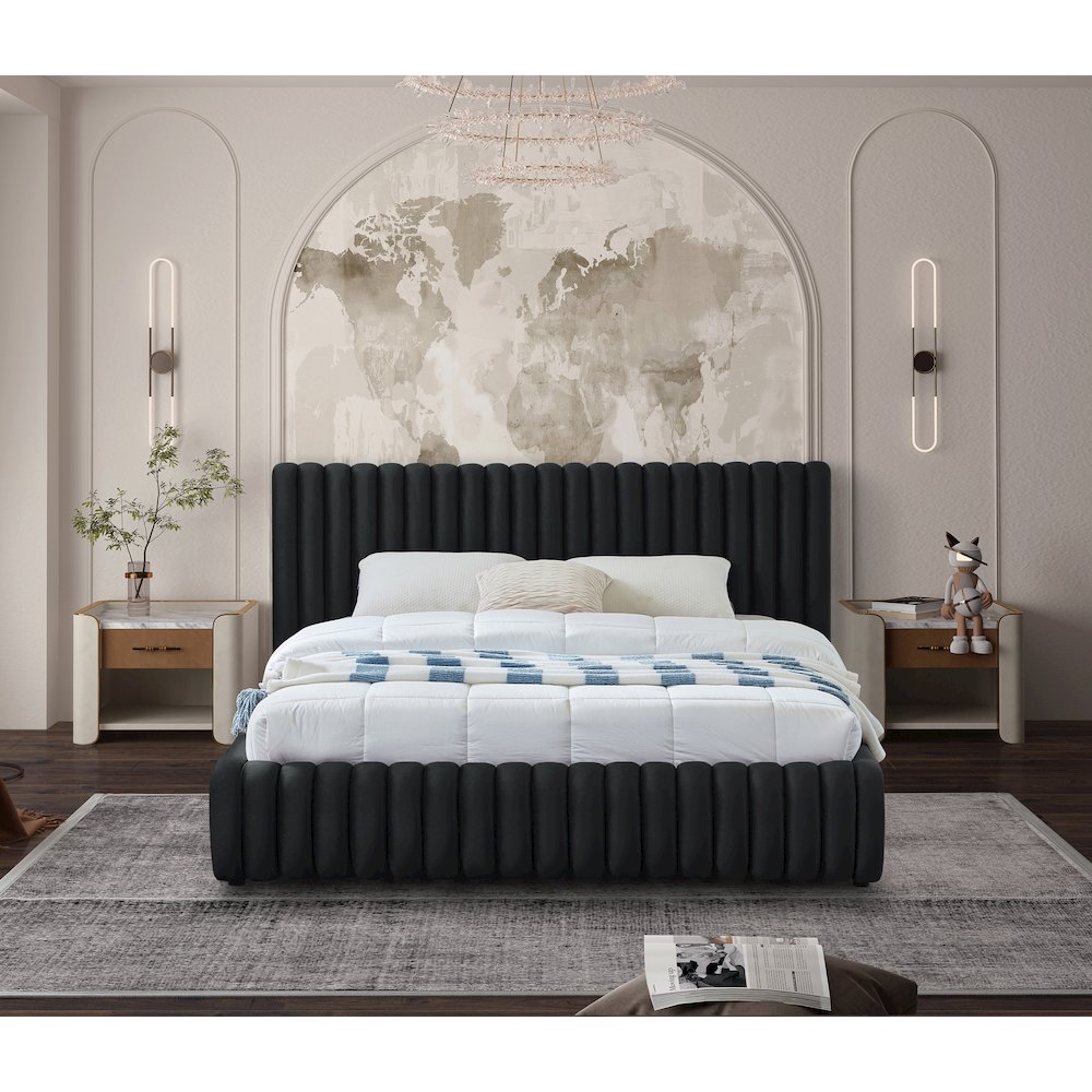 Nico Black Velvet Full Bed
